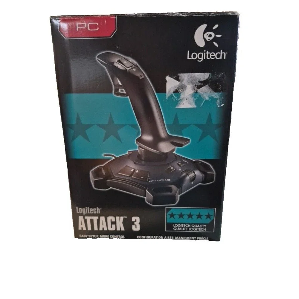 Logitech Attack 3 Joystick Programmable Weighted Base + 04 FLIGHT SIMULATOR CD'S